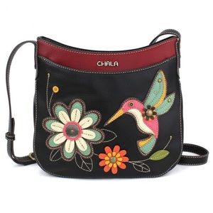 Chala Black Hummingbird Flower Vegan Shoulder Crossbody Bag Brand New